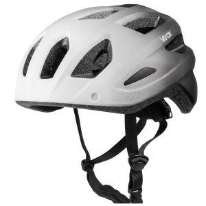 Kask rowerowy z lampką LED Active VA0424WBL biało-czarny L
