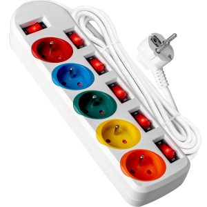 Listwa zasilająca przedłużacz pięciogniazdowy VA0257 3×1,0mm 2m