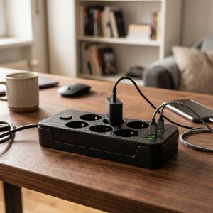 Listwa zasilająca VA0465B-2 6 gniazd + 3xUSB-A 3xUSB-C 2m czarna